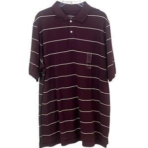 Harbor Bay Burgundy Striped Short Sleeve Performance Shirt Size 3XLT NWT